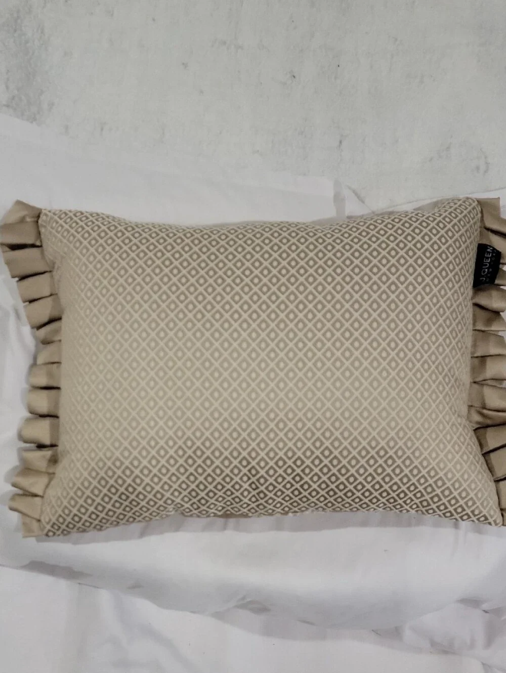 Decorative Damask Accent Pillow in Cream and Tan -